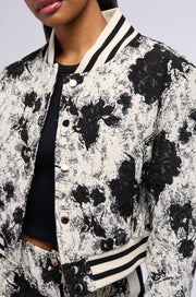 Floral Brocade Bomber, Black & White
