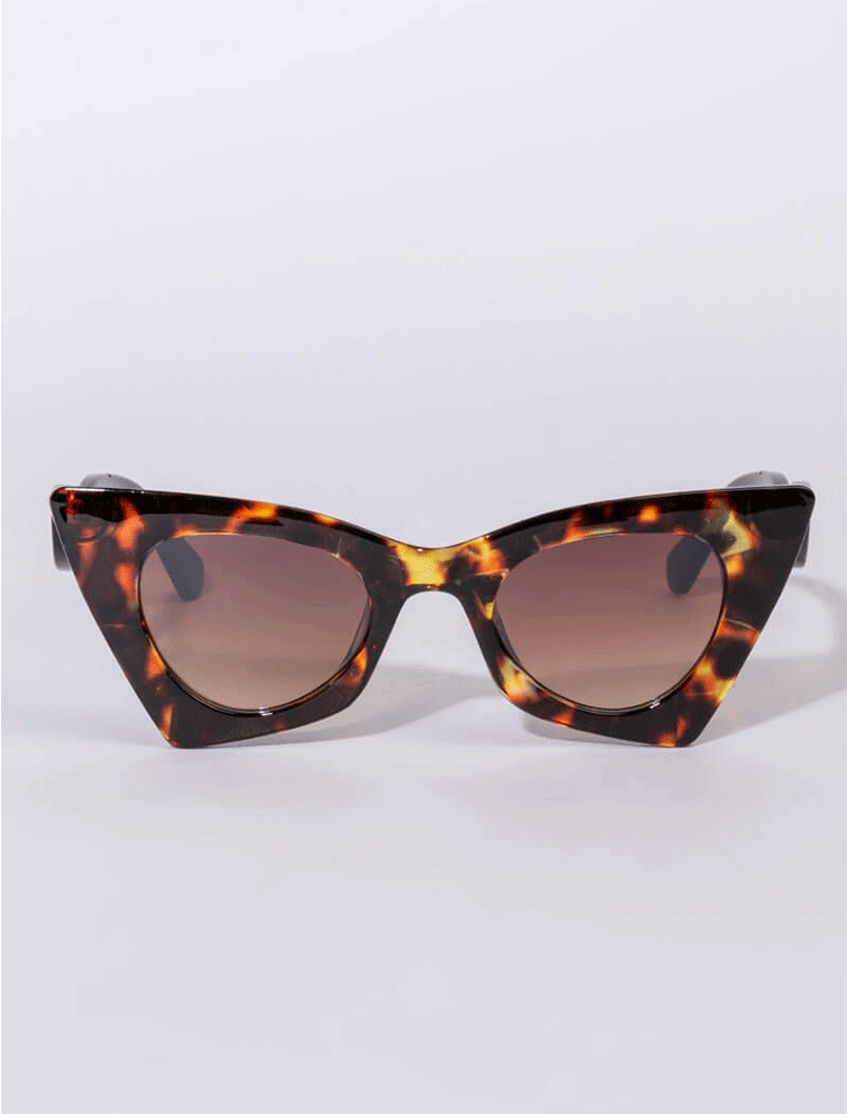 Plastic Cat-Eye Frame Sunglasses, Tortoise