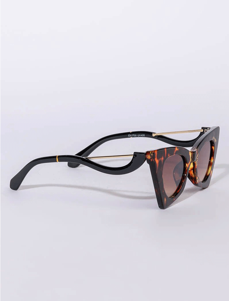 Plastic Cat-Eye Frame Sunglasses, Tortoise