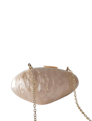 Evening Acrylic Clutch Bag, Pearl Beige