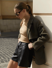 Utility Style Jacket with Belt, Army Green