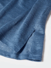 Casual Linen Polo Top, Blue