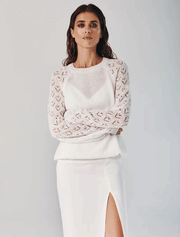 Knit Loose Jumper with Reglan Cut Sleeves, Off White