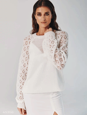Knit Loose Jumper with Reglan Cut Sleeves, Off White