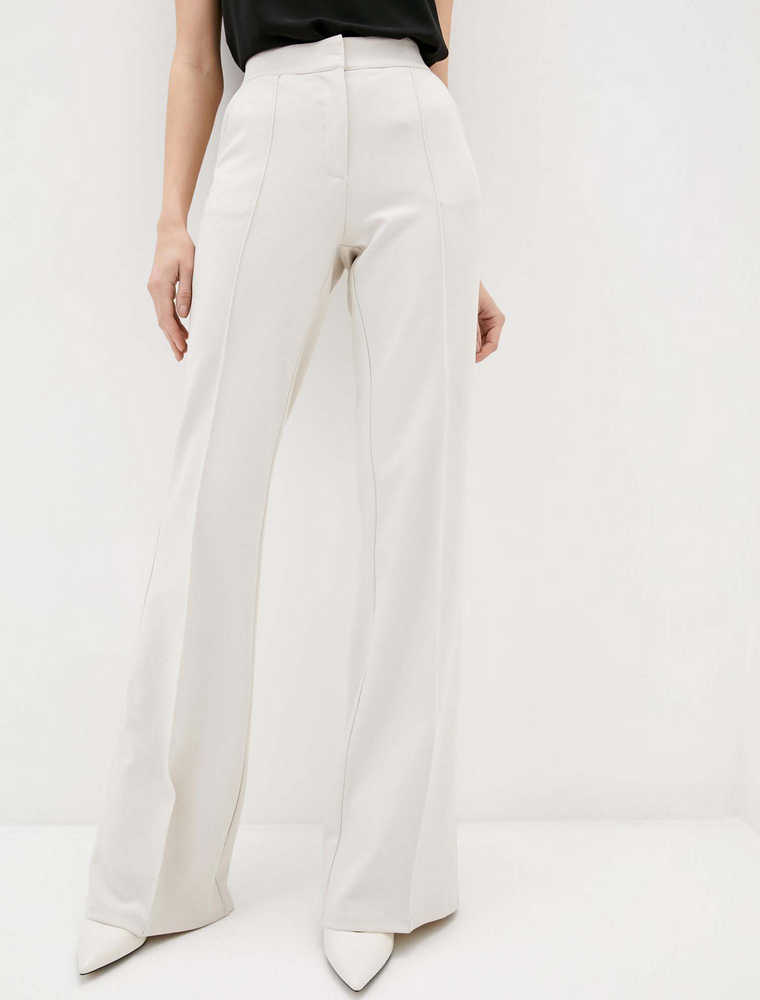 Straight Cut Center Rib Trousers, White