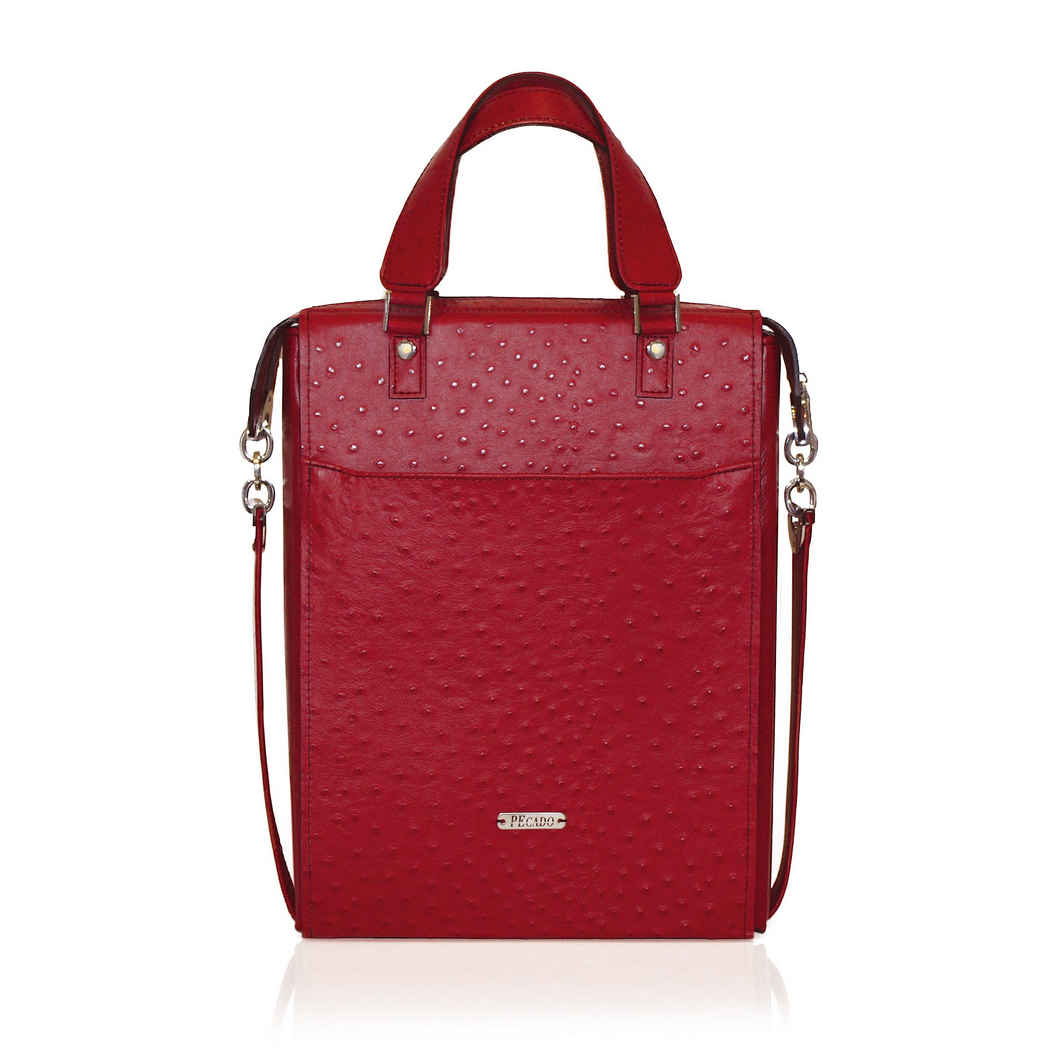 LIPSTICK RED FRONT POCKET TOTE