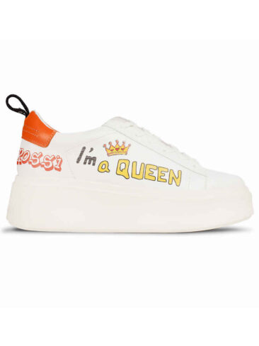 VITTO ROSSI // “I AM A QUEEN” LEATHER PLATFORM SNEAKERS, WHITE