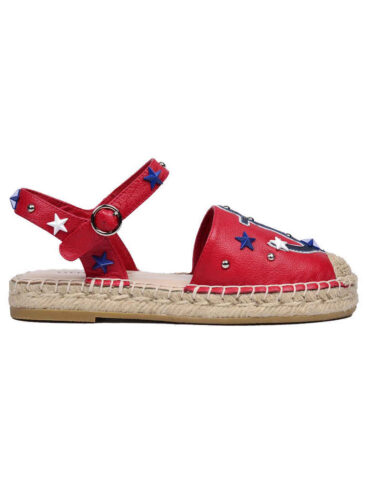 VITTO ROSSI // NAUTICAL LEATHER ESPADRILLE FLATS, RED