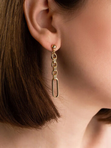 SE // SURGICAL STEEL PROLONGED ROUND CHAIN EARRINGS, LIGHT ROSE GOLD