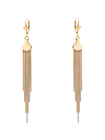 SE // TWO TONE LONG SURGICAL STEEL 7 CHAINS EARRINGS, ROSE GOLD