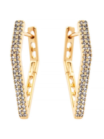SE // SURGICAL STEEL GEOMETRICAL EARRINGS With PAVE CRYSTAL SETTING, LIGHT ROSE GOLD