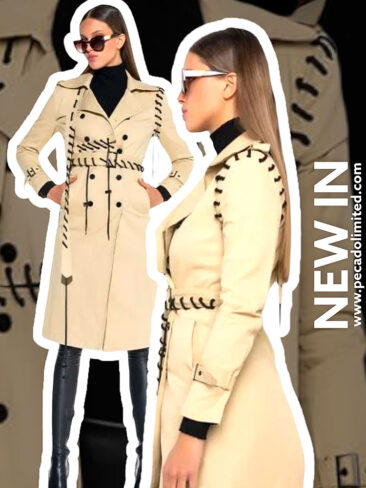 A.KOM // LACE UP DETAIL TRENCH COAT, BEIGE