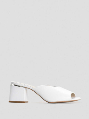 Triangle Open Toe White Leather Sandals