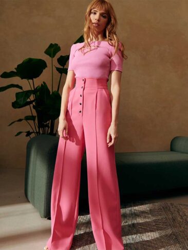 GEPUR // HIGH WAISTED WIDE LEG TROUSERS, PINK