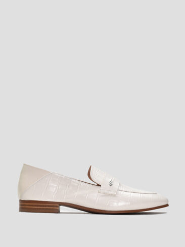 VITTO ROSSI // EMBOSSED CROC SQUARED TOE LOAFER, WHITE