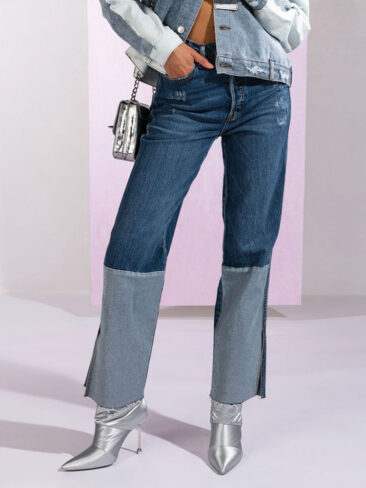A.KOM // WOMEN’S PATCHWORK STRAIGHT CUT JEANS