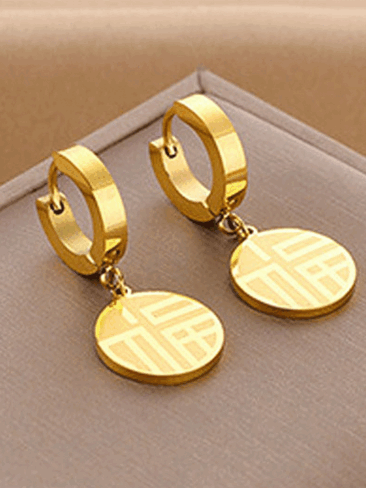 SE //  RETRO ROUND SURGICAL STEEL EARRINGS, GOLD