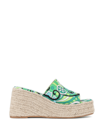 ATTIZZARE // PSYCHEDELIC WEDGE SANDALS, GREEN
